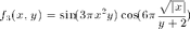 $$f_3(x,y)=\sin(3\pi x^2y)\cos(6\pi\frac{\sqrt{|x|}}{y+2})$$